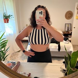 Aerie Navy Blue Stripped Bikini Top